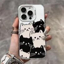 Cute multiple cats for apple 15promax/15 premium colored silver 14/13/12/11/XR cartoon 8 iPhone 16PLUS white