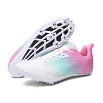 New Spike Running Shoes Men Women Track Field Athletic Shoes Slip-Resistant Athletics Sneaker Unisex Lightweight Training Footwear 35 white
