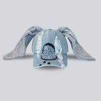 Niche Y2k Rabbit Ears Denim Ripped Baseball Cap Men and Women Dark Personality Metal Ring Street Trend Adjustable Sports Hat One Size gray