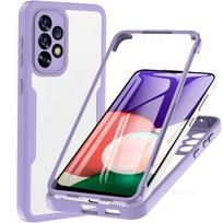 360 laipsnių dėklas, skirtas Samsung Galaxy M33 M53 5G A12 M32 A22 M22 M52 M12 A02 A21S A10S A20S A30, permatomas apsauginis dangtelis For Galaxy A21S violetinė