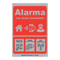 HD Metalinė skardinė lentelė Ispanijos pavojaus įspėjimo ženklas Namų saugumo apsauga Retro metalinė lentelė Plakatas nuosavybės saugumui 20x30cm（7.8x11.8inch） gray
