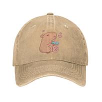 Capybara   Denim Cap Casual Baseball Caps Adjustable Hat Summer Unisex Baseball Hats One Size beige