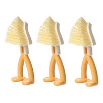 3pcs Multifunctional Foldable Cleaning Brush Short Handle Crevice Cleaning Brush  Bathroom beige