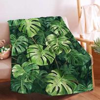 Monstera Deliciosa Palms Throw Blanket Tropical Plants Home Soft Cozy Blanket Lightweight Microplush Decor Blankets All Season Size: 100*150cm, Weight: 230 GSM beige