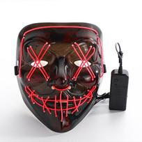 Helovino šviečianti kaukė PP šalta šviesa Ergonomiška LED baisi šviečianti kaukė Cosplay raudona black