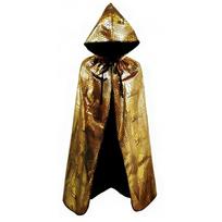 Men Boys Halloween Cape Vampire Grim Reaper Hooded Cloak Cool Glossy Capes Mardi Gras Party Cosplay Costume Medieval Clothes Length 150cm gray