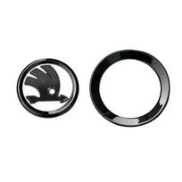 Juodas automobilio vairo emblema Skoda Superb RS Fabia Kodiaq Karoq Octavia A5 A7 Yeti Rapid Dekoratyviniai lipdukai Priedai xkzm13