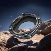 Cyber Metalinio buferio dėklas Samsung Galaxy Watch 4/5/6/7/8/9 44mm pusiau uždengiantis tuščiaviduris laikrodžio dangtelis 44mm juoda/oranžinė