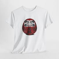 Daruma Doll Illustration Tee | Japanese Luck Daruma Shirt, Red Motivational Design 120 black