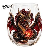 Unikalūs viskio degustavimo puodeliai Mythic Dragon Glass Meninis puodelis 3D skulptūrinis gėrimui su kristaline sfera Dekoratyviniai indai 400ml Fantazijos puodelis Bourbonui C black