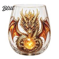 Unikalūs viskio degustavimo puodeliai Mythic Dragon Glass Meninis puodelis 3D skulptūrinis gėrimui su kristaline sfera Dekoratyviniai indai 400ml Fantazijos puodelis Bourbonui A