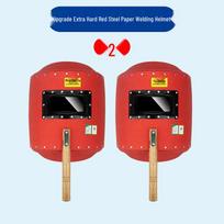 Red Handheld Welding Helmet - Full-Face Protective Anti-Fall Mask for Welders red