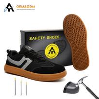 Steel Toe Breathable Mesh Safety Shoes - Anti-Smash, Anti-Puncture, Wear-Resistant, Anti-Slip Black Mesh; 46 gray