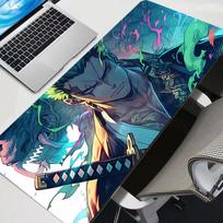 Gaming Mousepad One Piece Zoro Anime Big Computer Gamer New Mouse Pads Big Natural Rubber With Locking Edge Gaming Mouse Mat XXL 30x60cm blue