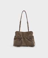 Charles & Keith Reese'S Klostyta peties rankinė su kaspinėliu Akmens pilka Ck2-20151672-1 Stone Grey/Medium gray
