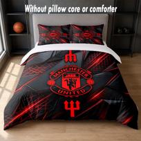 Manchester United Dizaino Lovos Patalynės Komplektas 1 Antklodės Užvalkalas + 2 Pagalvių Užvalkalai Minkšti Kvėpuojantys Namų Ūkio Lovos Lino Gaminiai 140cm*200cm