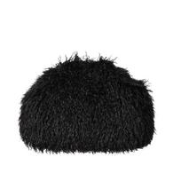 Spicy Girl Kiss Lock Clutch Bag Portable Faux Fur Purse Casual Evening Bag  Banquet Package juoda