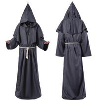 Shenweida Helovino Viduramžių Vienuolio Chalato Kostiumas - Būrėjo ir Kunigo COSPlay Šalis Medium gray