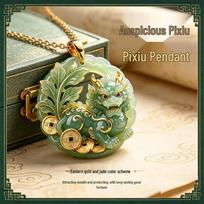 Pixiu Wealth-Attracting Enamel Pendant Necklace - Light Luxury, High-End Clavicle Chain with Niche Design brown