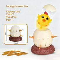 Pop Up Chicken Egg Barrel Game Funny Stab Sword Board Game Family Party Interactive Desktop Toy Toddlers Easter Christmas Gift beige
