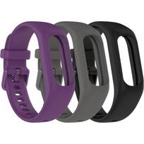 Minkštos silikoninės laikrodžio apyrankės, suderinamos su Garmin Vivosmart 5, su saugiu metaliniu sagtuku, 3 vnt. pakuotė. [C] black