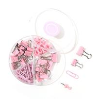 Paper Clips Binder Clips Assorted Multifunction Push Pins Sets with Box for Office School Document Sakura Pink vyšnių žiedų rožinė spalva