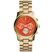 MICHAEL KORS Runway Women's Quartz Chronograph Watch orange-red Dial gold-tone stainless steel Strap 38mm MK6162 oranžinė-raudona