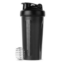 600ml Shaker Bottle 20 Oz with Stainless Steel Ball, BPA Free 20 Oz Plastic Protein Shake Leak Proof for Portable Fitness black