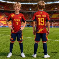 2026 Vaikų sportinis kostiumas Futbolo marškinėliai Yamal Nr.19 Spausdinti marškinėliai+Šortai Rinkiniai Ispanijos Gerbėjų Kostiumas Sportiniai Vaikams/Suaugusiems 2 Vnt. Apranga 100 red