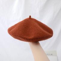 Moteriškos vilnos beretės Kepurės Retro storintos kepuraitės Vienspalvės Šiltos moliūginės kepurės One Size（56-58 cm） brown
