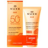 Nuxe rinkinys: Apsauga nuo saulės UV apsauga kremas nuo saulės veidui SPF 50 50 ml + Apsauga nuo saulės losjonas po deginimosi, 50 ml