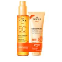 Nuxe rinkinys: įdegio aliejus nuo senėjimo SPF 50 150 ml + gaivinantis losjonas po deginimosi, 100 ml