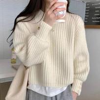 Autumn New Loose Soft Knitted Pullover Sweater for Women Fashion Winter Round Neck Casual Sweaters Women Elegant Vintage Solid Knitwear Tops 24802 One Size abrikosas