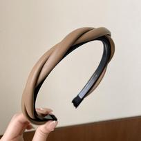 Vintažinė odinė kryžinė galvos juosta moterims Korėjiečių mergaitėms plaukų lankelis Elegantiška ponios plaukų aksesuaras Vienspalvė galvos juosta Size fits all black