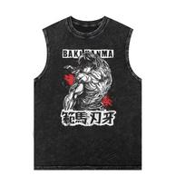 Japoniškos Anime Grafinės Berankovės Liemenės Vyrams Vintage Skalbti Liemenę Vasaros Y2k Drabužiai T-shirt Harajuku Streetwear XL gray