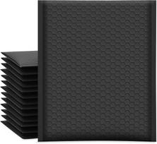 Juodi poliesteriniai paminkštinti savaime užsidarantys burbuliniai vokai - Vandeniui atsparūs siuntimo vokai mažoms įmonėms 12.2x17.2+4CM; 5 pieces black