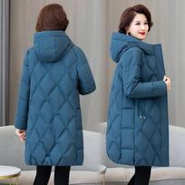 „Snow Wear“ žieminis paltas moterims, pūkinė striukė šilta stora laisvalaikio žieminė striukė su gobtuvu Ilgas Parkas paltas XXL mėlyna