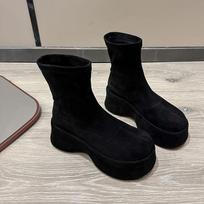 Moteriški platforminiai zomšiniai ankle sniego batai Madingi plokščiapadžiai batai Moteriai Žiema 2025 Tendencija Jaukūs Šilti Pėsčiomis Aukštos Kokybės Botas Mujer 35 juoda