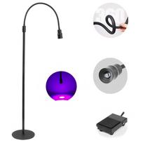 LED 5W Lash Light Floor Standing with Pedal Switch, for Eye Lash Extension Nail Glue Curing, Adjustable Light Focusing 5W Black white