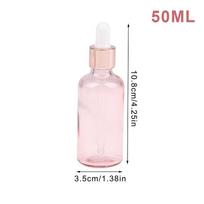 Lašintuvų buteliukai daugkartinio pildymo 5-100 ml rožinis dangtelis kosmetinė talpykla rožinis stiklas aromaterapijai skystas pipetė eteriniam masažui 50ml white