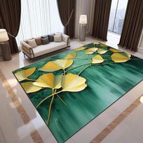 Luxury Ginkgo Biloba Printing Large Area Rug Non-Slip Wear-resistant Carpet for Living Room Bedroom Soft Floor Mat Home Decor 40X60CM blue