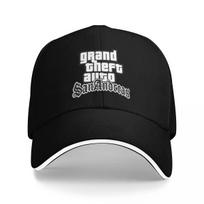 GTA San Andreas Logotipas Sumuštinio Kepurė Suaugusiųjų Hip-Hop Beisbolo Kepurė Reguliuojama Poliesterio Lenktyninė Kepurė Plaunama Kepurė One Size black