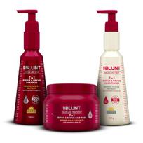 BBlunt 7 In 1 Repair And Revive Hair Combo Shampoo Conditioner Mask For Damaged Hair Shine Strength Unisex Care white