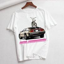 Back To The Future Delorean Casual Tee Womens  Short Sleeve Round Neck Slight Stretch TShirt White T Shirt Women Graphic Tees M white