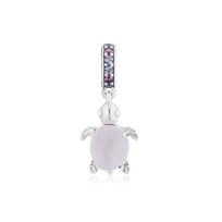 PANDORA 798939C02 Murano Glass Pink Sea Turtle Pendant and Dangle Silver Charm 798939C02 white