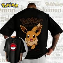 2025 m. vasara Pokémon Anime Eevee Prekės ženklas 100% Grynos Medvilnės Spausdinti Marškinėliai Vyrams Harajuku Laisvi Atsipalaidavę Universalūs Trumpomis Rankovėmis Y2k M white