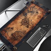 XXL Vintažinio Steampunk Kompaso Dizaino Pelės Kilimėlis Didelis Žaidimų Biuro Stalo Kilimėlis Neslystantis Siūti Kraštai Žaidėjams ir Namų Biurui 300x600x2MM tamsiai mėlyna spalva