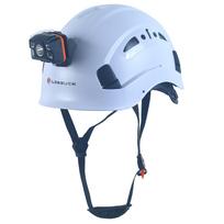 LOEBUCK Saugos šalmas su akiniais ir LED priekiniu žibintu, Pramoninis apsauginis šalmas statybos darbams 53-64cm white