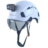 LOEBUCK Saugos šalmas su akiniais ir LED priekiniu žibintu, Pramoninis apsauginis šalmas statybos darbams 53-64cm