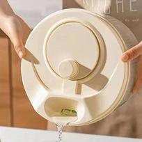Multifunctional Household Manual Vegetable Dehydrator - Salad Spinner with Fruit, Lettuce Drain Basket  Home Gadget beige